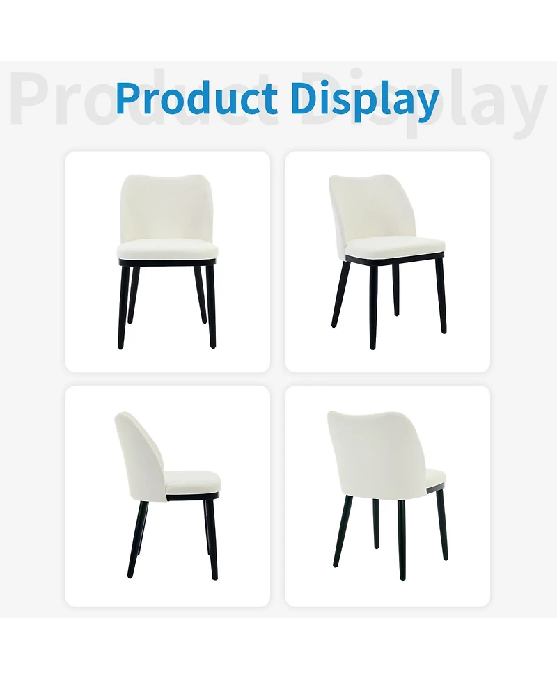 homfan Set of 2 Dining Chairs, Linen Upholstered Mid Century Chairs with Wood Legs for Dining Room or Kitchen