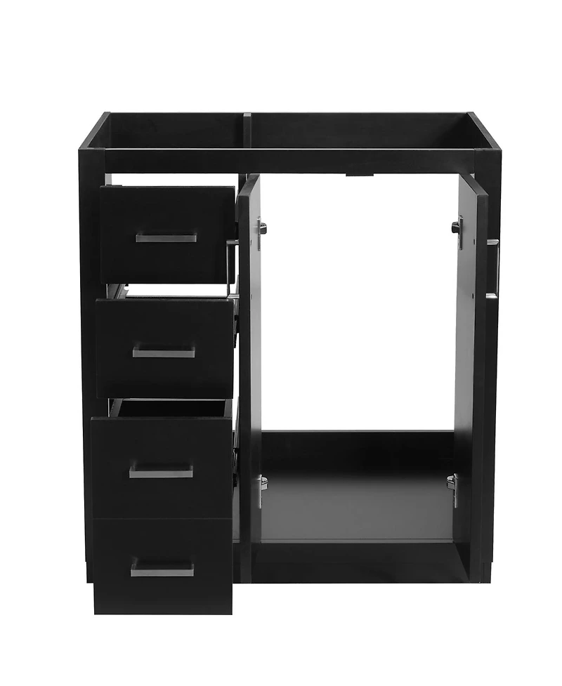 Sillysis Modern Freestanding Bathroom Vanity without Top, Solid Wood Frame, 3 Drawers Storage, Soft Close Doors