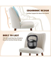 homfan Set of 2 Wooden Dining Chairs - Upholstered Modern Fabric Kitchen with Back for Kitchen, Living Room, or Restaurant