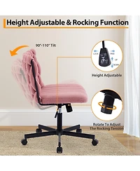 homfan 25.4L x 26.2W x 35H in Wide Office Chair with Velvet Upholstery. Woven Accent Padded Desk Chair for Home Office Living Room.