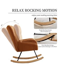homfan 25.8D x 25.8W x 40H in Upholstered Rocking Chair with Engineered Wood Frame, Padded Seat Cushion for Living Room Nursery Bedroom
