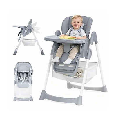 homfan Dining Chairs for Babies and Toddlers, Baby High Chair with Adjustable Height and 3-Position Removable Tray, Easy Clean Pu Cushion