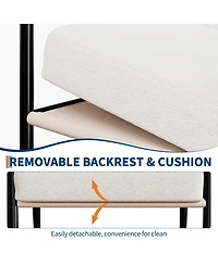 homfan Set of 2 Modern Sherpa Accent Armchairs, Upholstered Chairs, Thick Seat Cushions, Iron Frame, Lounge Chairs for Living Room or Bedroom