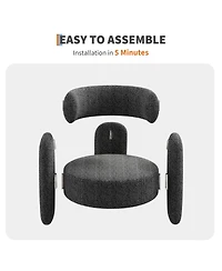 homfan Modern Chenille Accent Armchair – Cozy Round Armrest Lounge Chair, Soft Upholstered Seating for Living Room, Bedroom, Office, or Cafe