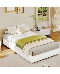homfan King Size Cloud Bed Frame, Corduroy Bed Frame Without Headboard, Thick Fabric Upholstered Platform Bed, No Box Spring Needed, Easy Assembly
