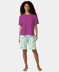 Hue Women's Short-Sleeve Cotton Candied Boxy Pajamas Top