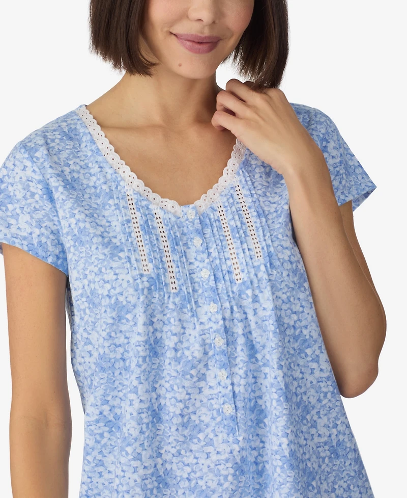 Eileen West Women's Cotton Jersey Knit Cap-Sleeve Sleep Shirt