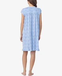 Eileen West Women's Floral Print Cap-Sleeve Short Nightgown