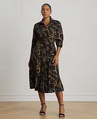 Lauren Ralph Women's Belting Print Pleated Shirt Dress