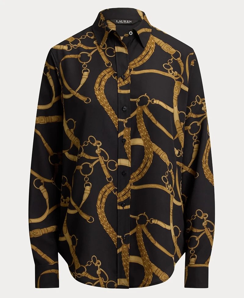 Lauren Ralph Women's Classic Fit Belting Print Shirt