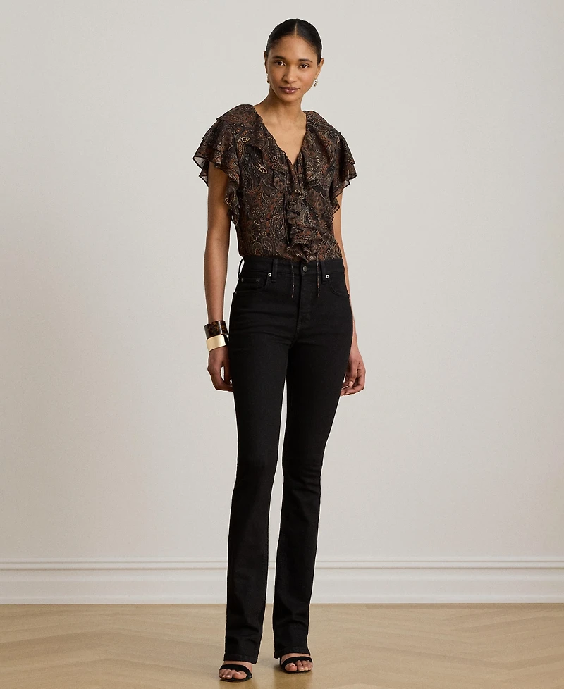 Lauren Ralph Women's Paisley Ruffle-Trim Georgette Blouse