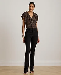 Lauren Ralph Women's Paisley Ruffle-Trim Georgette Blouse