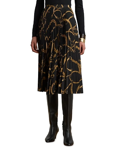 Lauren Ralph Women's Belting Print Pleated Skirt