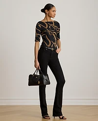Lauren Ralph Lauren Women's Boat Neck Belting Print T-Shirt