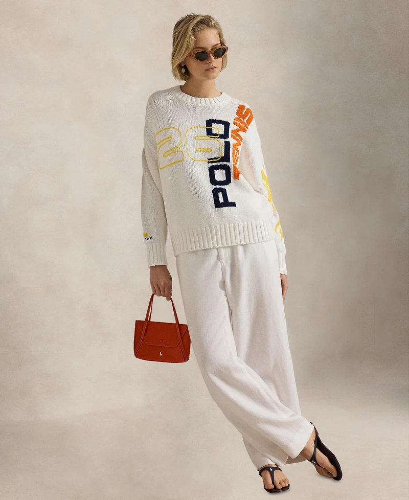 Polo Ralph Lauren Women's Us Open Graphic Logo Cotton Sweater