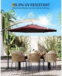 homfan 10Feet Cantilever Patio Umbrella With Cross Base, Adjustable Tilt, Fade-Resistant Canopy For Deck, Pool, Garden And Backyard