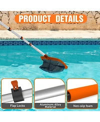 Xdovet Pool Skimmer Net Telescopic Pole 16feet Heavy Duty Fine Mesh Leaf Rake Hook