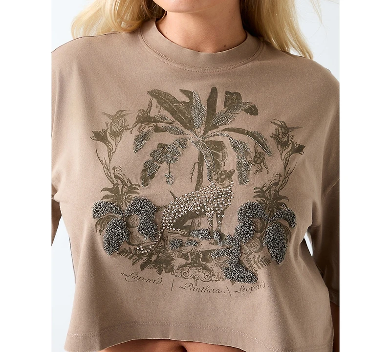 Guess Women's Jungle Resort Cropped Graphic T-Shirt