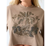 Guess Women's Jungle Resort Cropped Graphic T-Shirt
