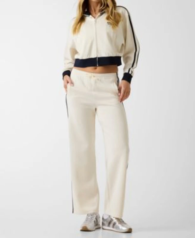 Guess Womens Hoshi Full Zip Cropped Sweatshirt Side Band Straight Leg Jogger Pants