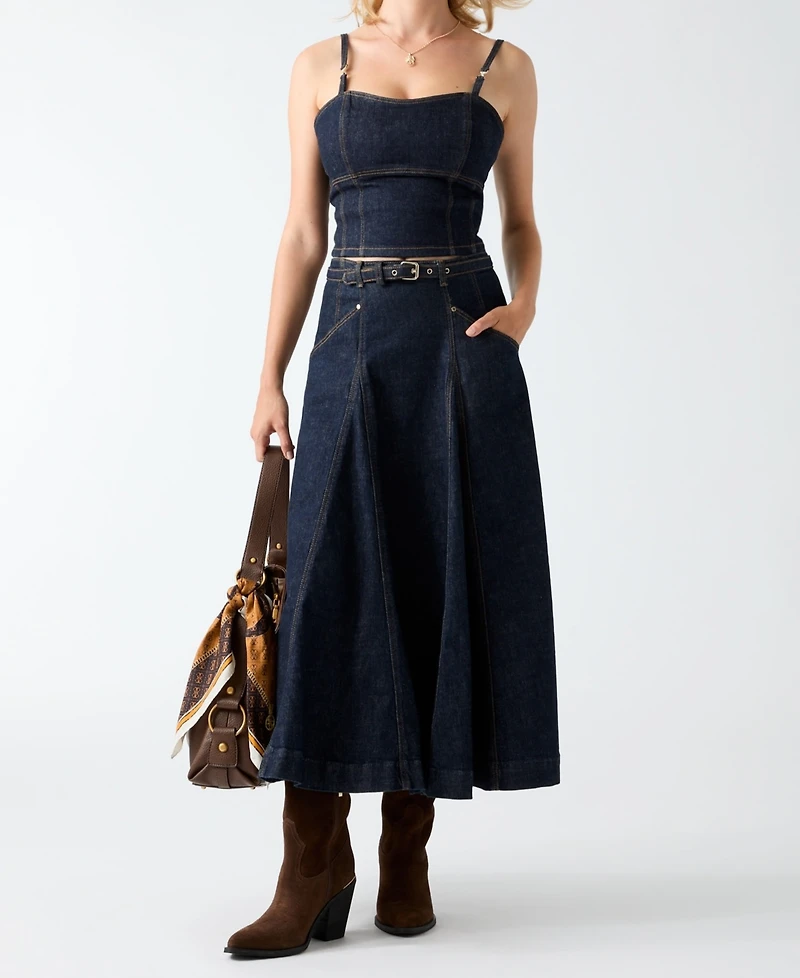 Guess Women's Zelda Denim Cropped Bustier Top