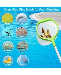 Xdovet Pool Skimmer Net Aluminum Pole Deep Mesh Leaf Rake