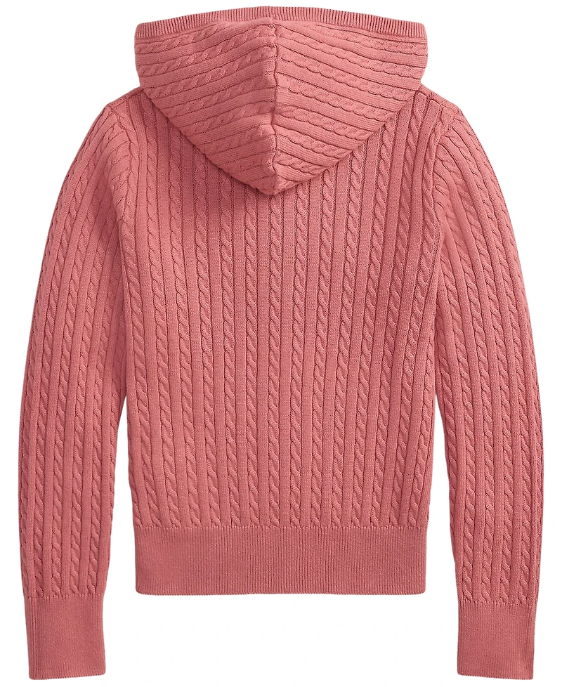 Polo Ralph Lauren Girls' 7-16 Mini-Cable Cotton Full-Zip Hoodie