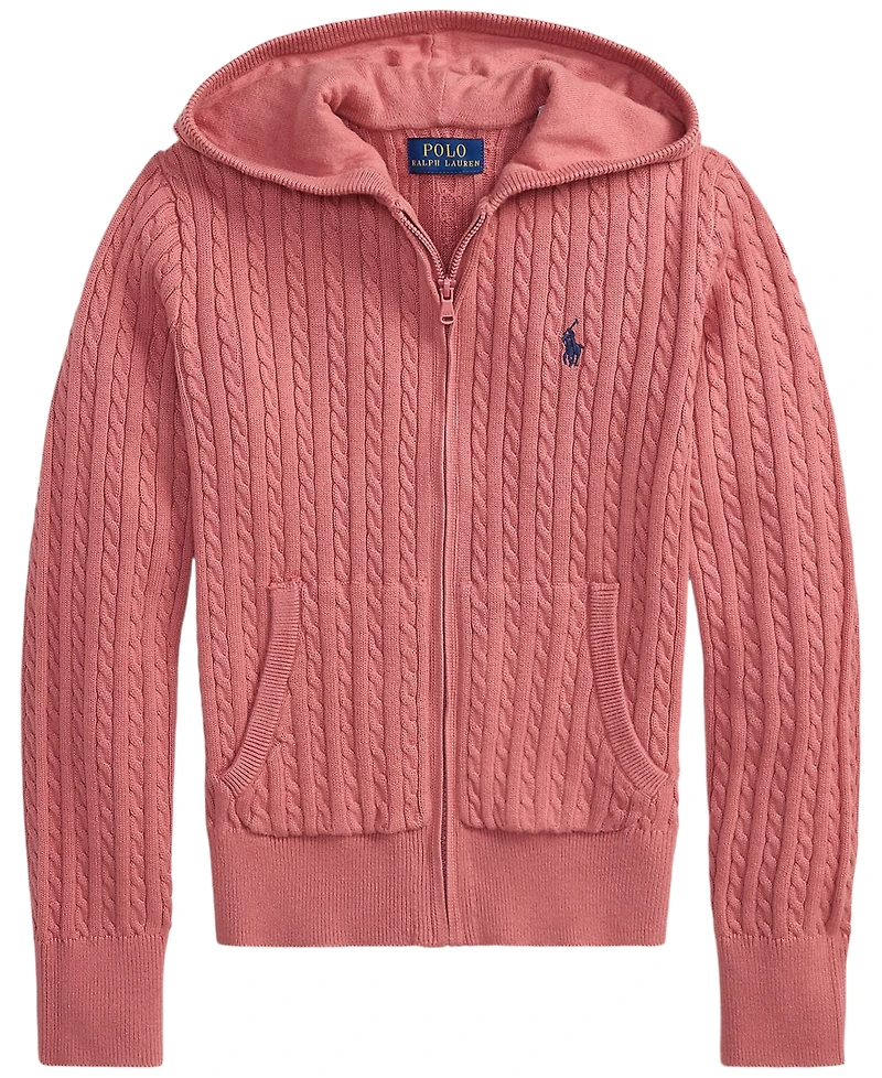 Polo Ralph Lauren Big Girls Mini-Cable Full-Zip Hoodie