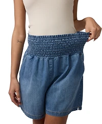 Ingrid + Isabel Maternity Smocked Soft Denim Short