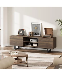 homfan Industrial Tv Stand for 80 in, Modern Unit with 2 Drawers, Wooden Media Cabinet with Heavy Duty Leg and Open Storage, Tv Console Table