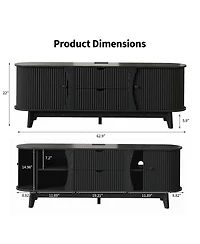 homfan 63" Tv Stand for TVs Up to 70", Console with 2 Drawers and 2 Cabinets, Built-in Power Outlet and Adjustable Shelf for Living Room