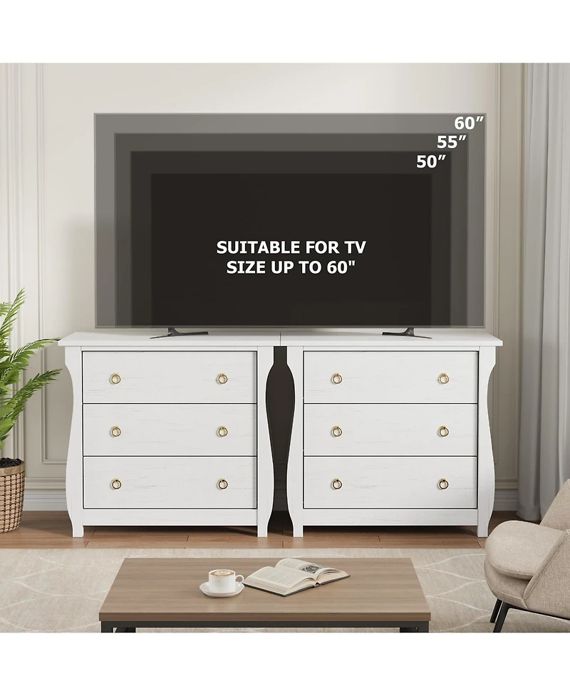 homfan 3 Drawer Dresser, Modern Dresser for Bedroom, Chest of Drawer with Metal Ring Pull Handles, Wooden Storage Cabinet for Living Room