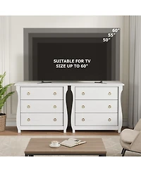 homfan 3 Drawer Dresser, Modern Dresser for Bedroom, Chest of Drawer with Metal Ring Pull Handles, Wooden Storage Cabinet for Living Room