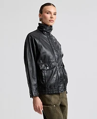 Avec Les Filles Women's Leather Bomber Coat