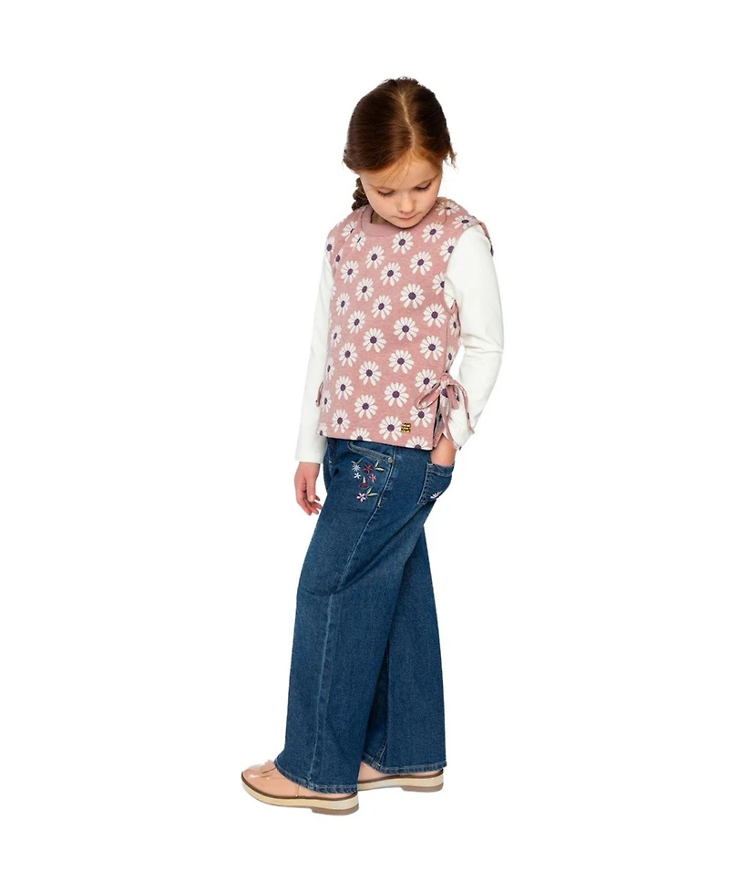 Deux par Toddler Girl 2T - 5T Jacquard Vest Printed Flowers