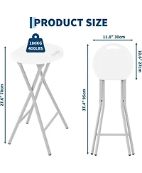 homfan Set of 2 Folding Stools 28" Bar Stool with Handle and Safety Lock, 400 Lbs Capacity for Kitchen, Bar or Outdoor, No Assembly