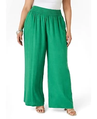 Ashley Stewart Plus Sizes Linen Blend Pull On Pants