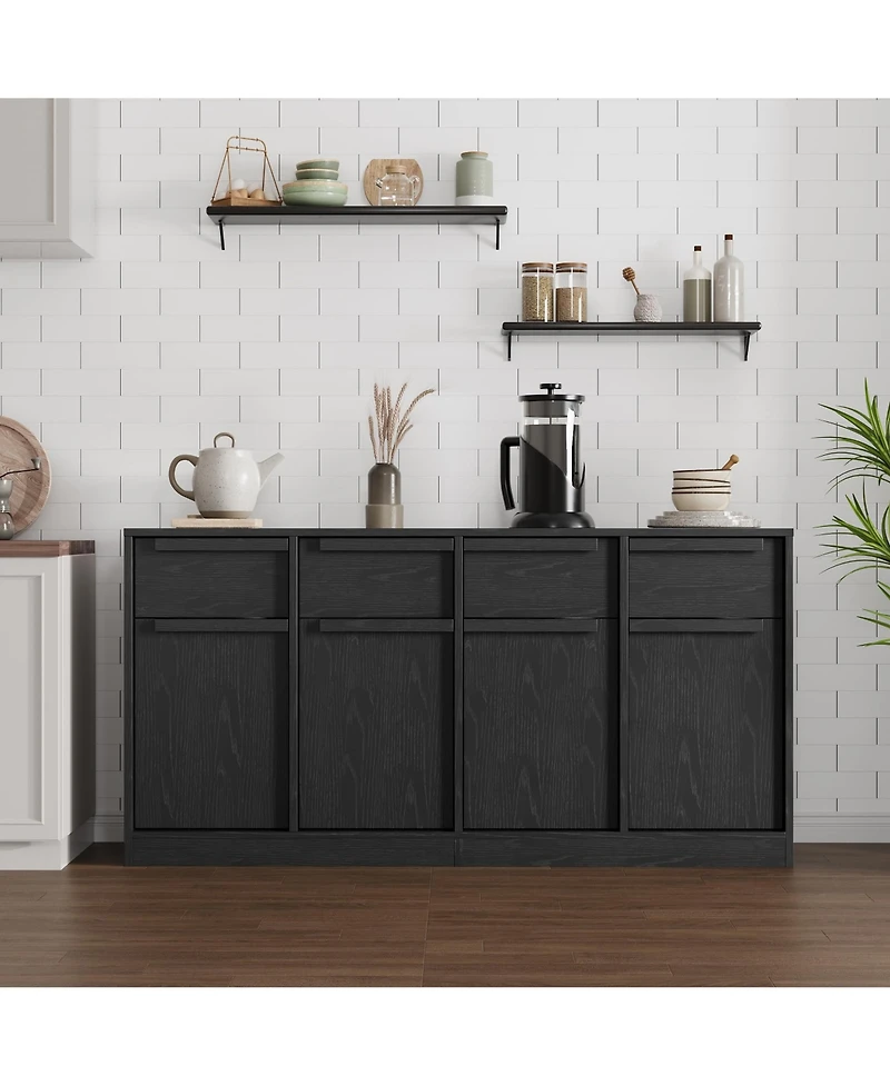 homfan Sideboard Buffet Cabinet with 4 Drawers, 62.4 Inch Large Coffee Storage, Modern Storage Table