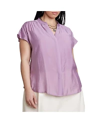 Eloquii Plus Textured Notch Collar Blouse