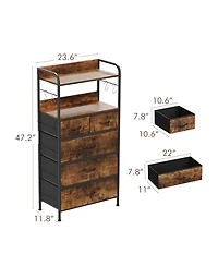 homfan Narrow 5 Drawer Dresser, 47 Inch Fabric Storage Chest with Metal Frame and Shelves for Bedroom or Entryway
