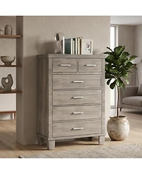 homfan 31.5"W x 15.75"D 45.5"H 6-Drawer Vertical Storage Chest Dresser with Engineered Wood