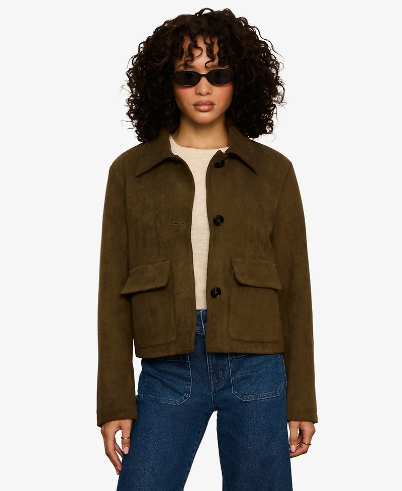 Sanctuary Petite Avid Spread Collar Button-Front Jacket