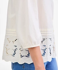 Style & Co Petite Cotton V-Neck Blouse, Macy's Exclusive