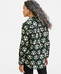 Style & Co Petite Printed Collared Neck Cotton Top, Macy's Exclusive