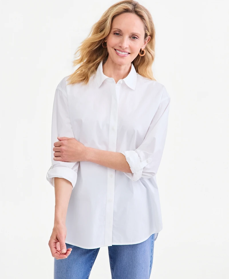Style & Co Women's Long-Sleeve Button-Front Shirt, Created for Macy's