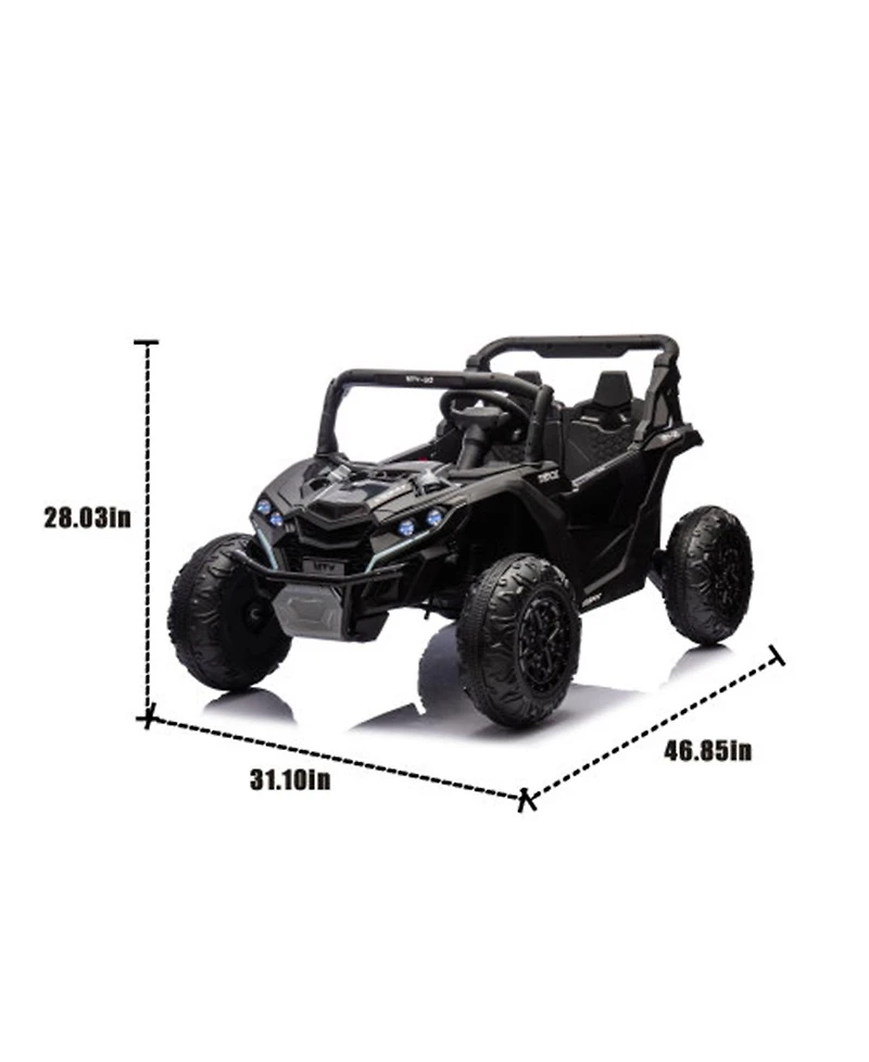 Yobtop 24V Kids Ride On Utv - 2 Seater with Parent Remote, 4WD Suspension, Led Lights, Music, Bluetooth, Storage for Kids 3+