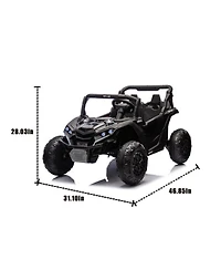 Yobtop 24V Kids Ride On Utv - 2 Seater with Parent Remote, 4WD Suspension, Led Lights, Music, Bluetooth, Storage for Kids 3+
