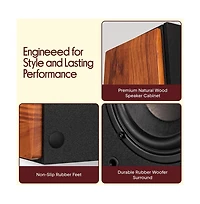 Pyle Powered Bookshelf Speakers with Bluetooth, 80W Stereo Audio System, Arc, Optical and Subwoofer Output Pair