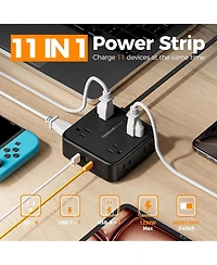 Tessan Surge Protector Power Strip , 5 Feet Flat Plug Extension Cord with 3 Usb (1 Usb C) 8 Outlets, 900J Surge Protection, 3 Sided Outlet Extender
