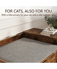 homfan Flip Top Hidden Cat Litter Box Enclosure, Engineered Wood Stylish Fluted Panel Washroom Furniture with Easy Assembly